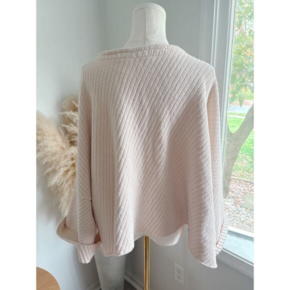 Free People I Can't Wait Cropped Sweater Size Medium Oversized Ribbed Dolman - Picture 8 of 11